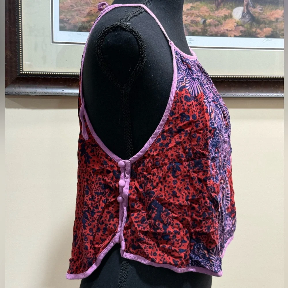 Free People Break Free Paisley Print Tie Back Tank